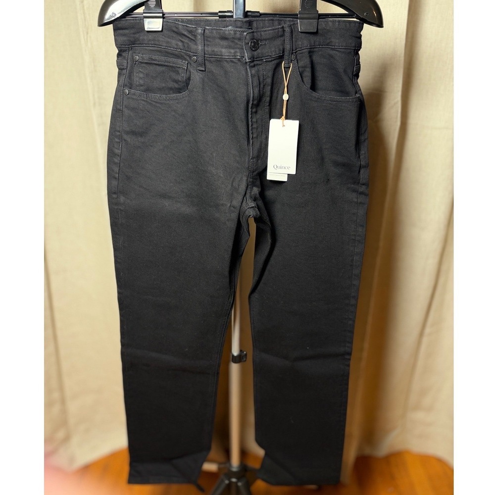 Quince Warren Stretch Straight Jeans Men's 34x30 Black Organic Cotton Everyday
